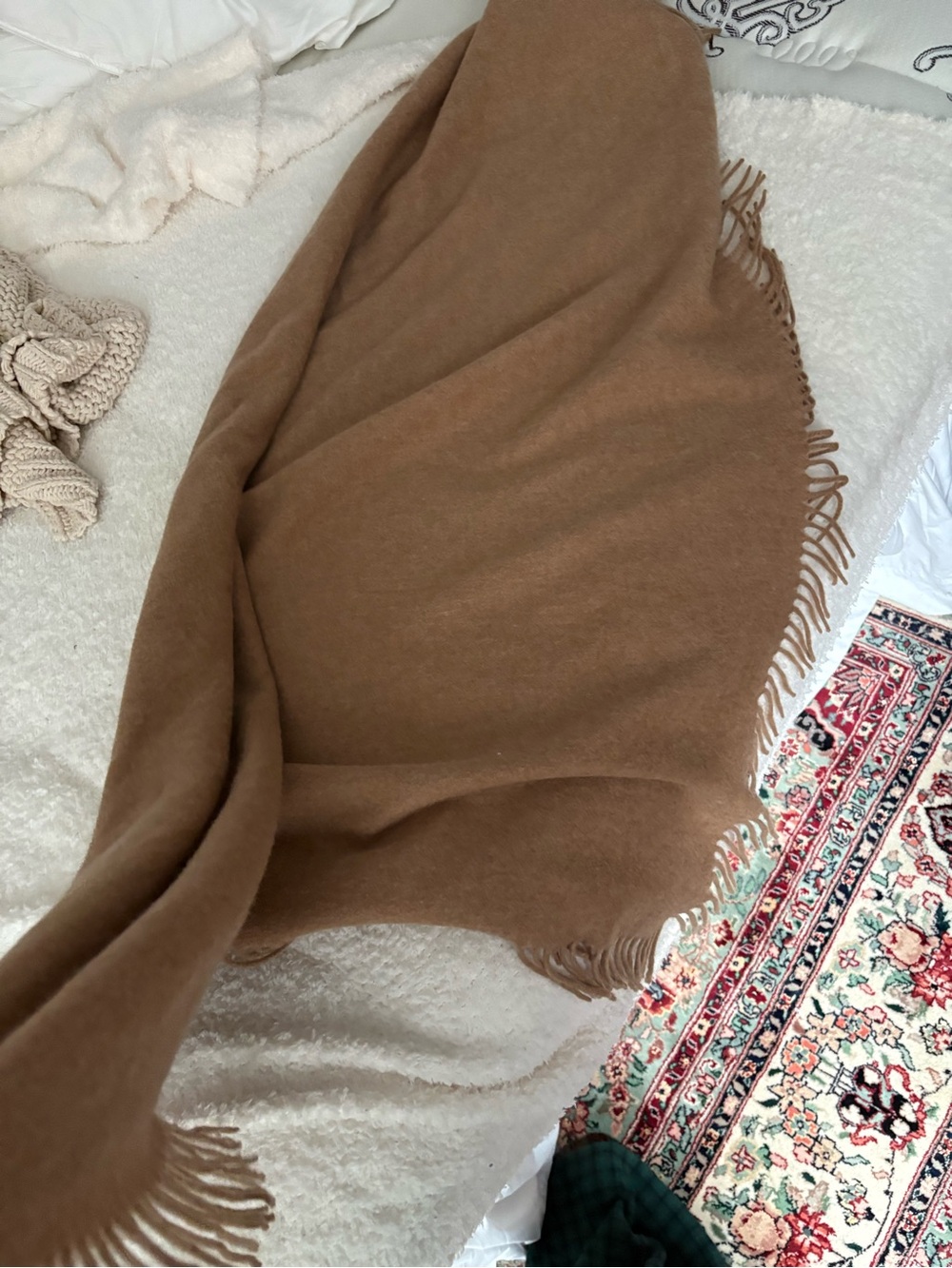 Cozy triangle cashmere Fringe Blanket Scarf - tag ripped off, but Rachel Zoe